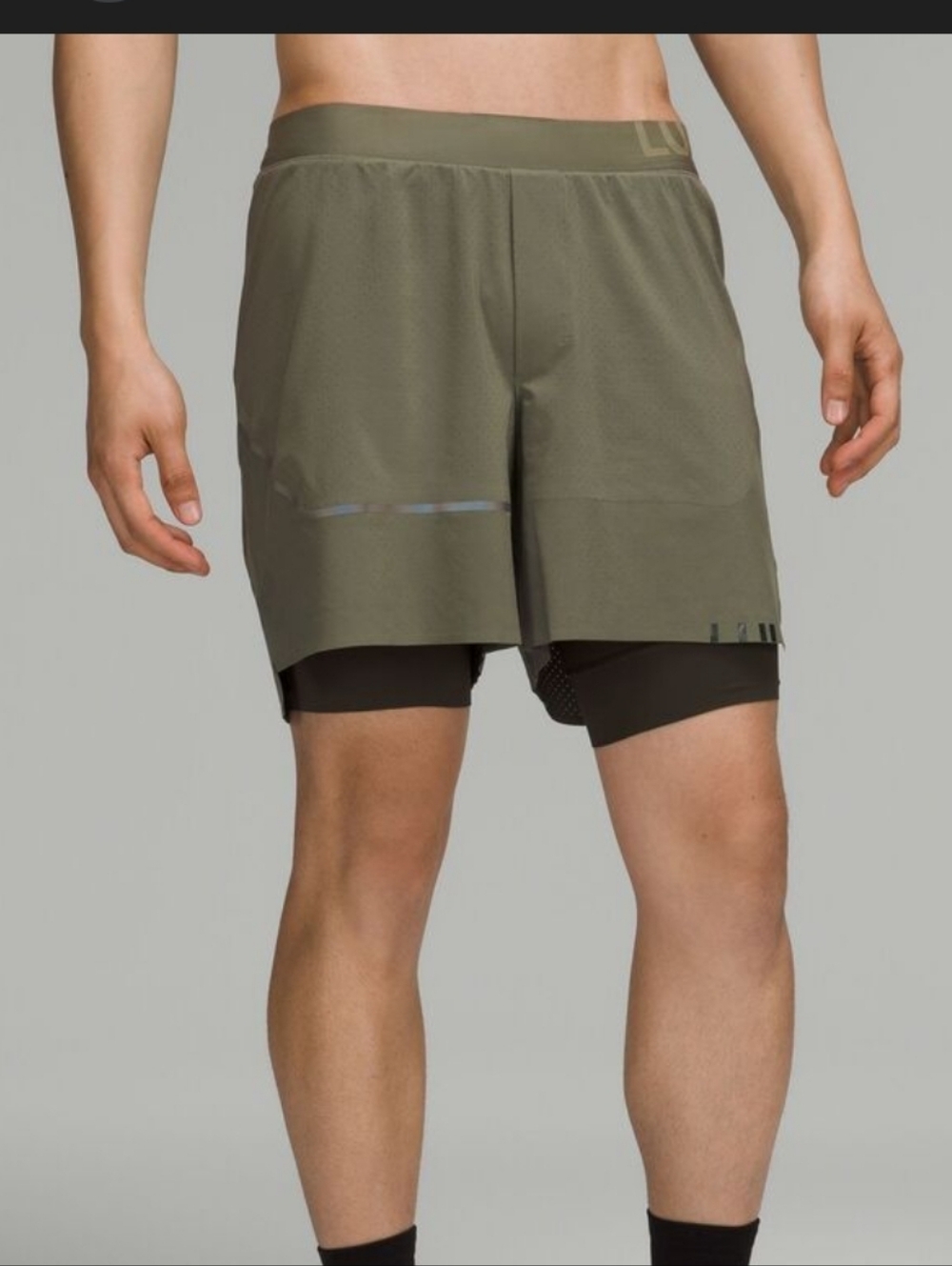 lululemon athletica Olive Green Men's 2-in-1 Athletic Shorts